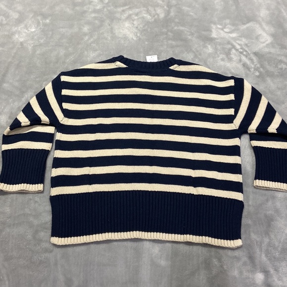 Gap NWT kids size small ribbed sweater striped navy and cream - Picture 4 of 6